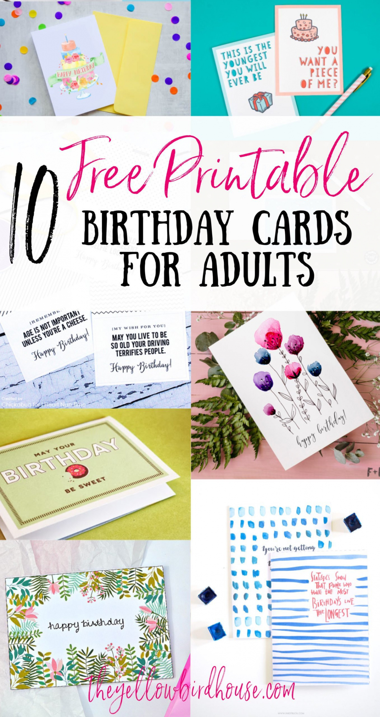 Free Printable Birthday Cards for Grown Ups - The Yellow Birdhouse