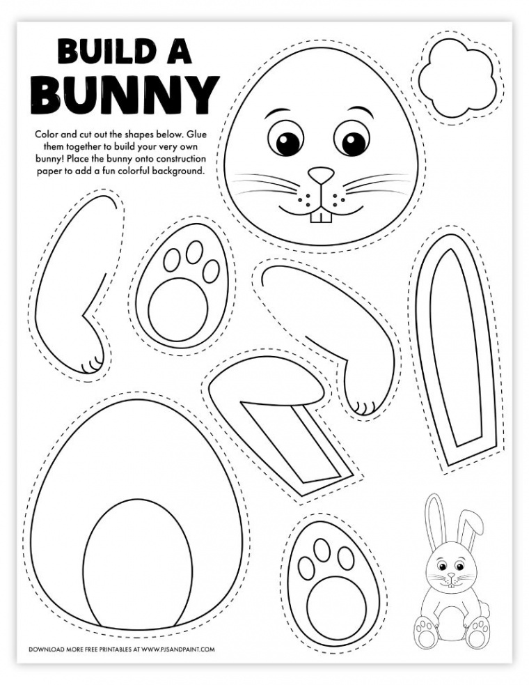 free printable build a bunny  Bunny coloring pages, Easter crafts