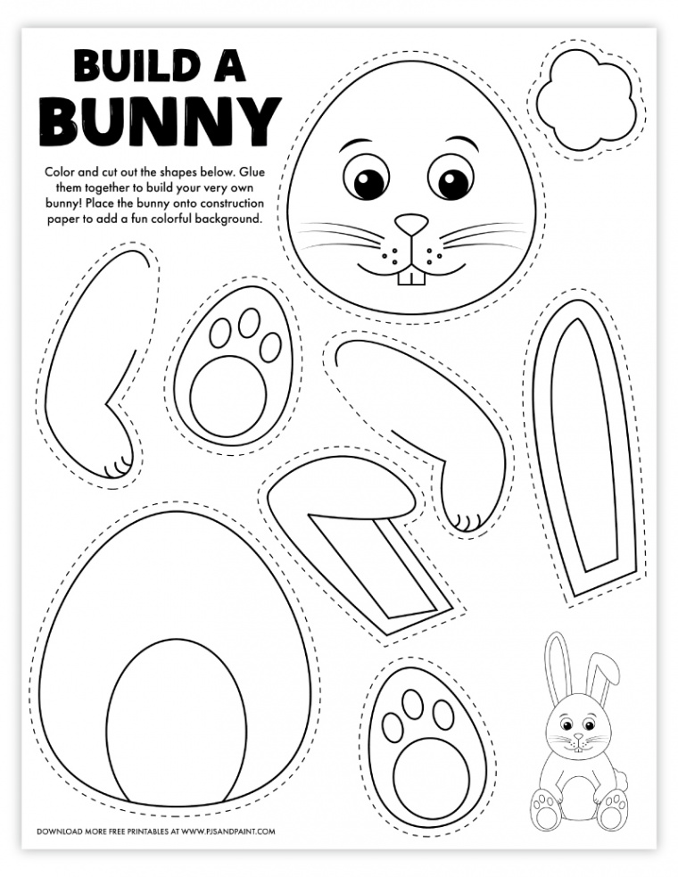 Free Printable Build a Bunny Coloring Page - Pjs and Paint