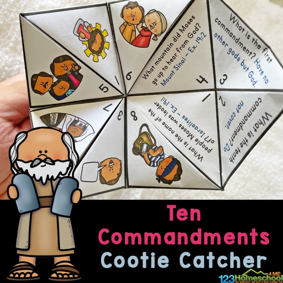 FREE Printable  Commandments Cootie Catcher Activity for Kids