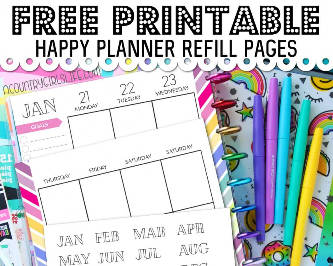 FREE Printable Happy Planner Refill Pages Classic Sized - A