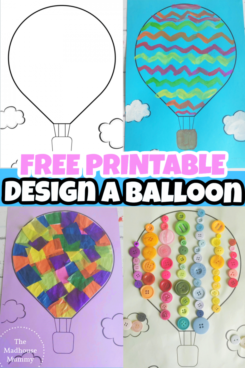 Free printable hot air balloon template craft for kids  Balloon