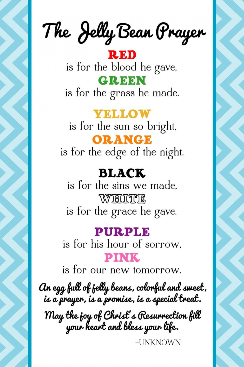 FREE Printable Jelly Bean Prayer for Easter  Easter preschool