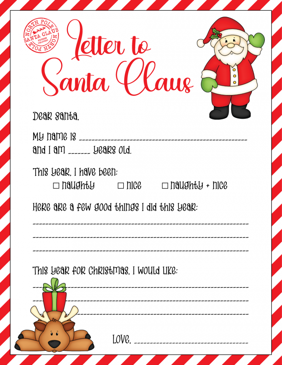 Free Printable Letter to Santa Claus