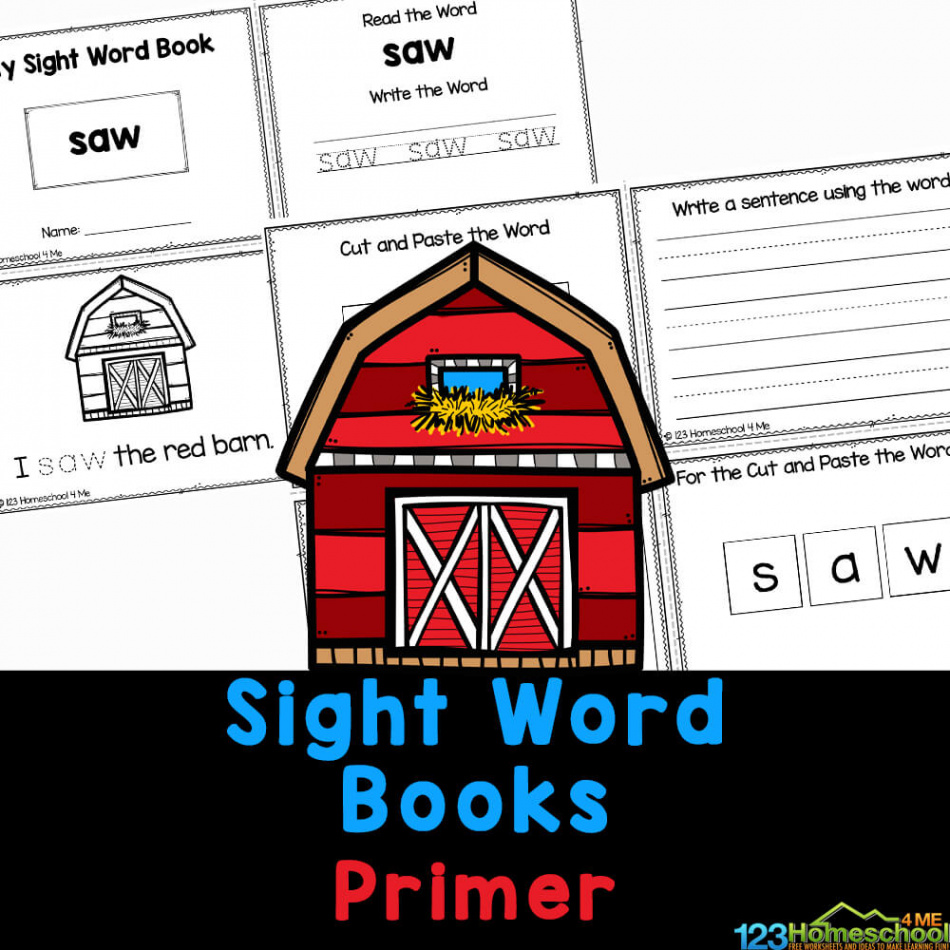 FREE Printable Primer Sight Words Books for Kindergarten