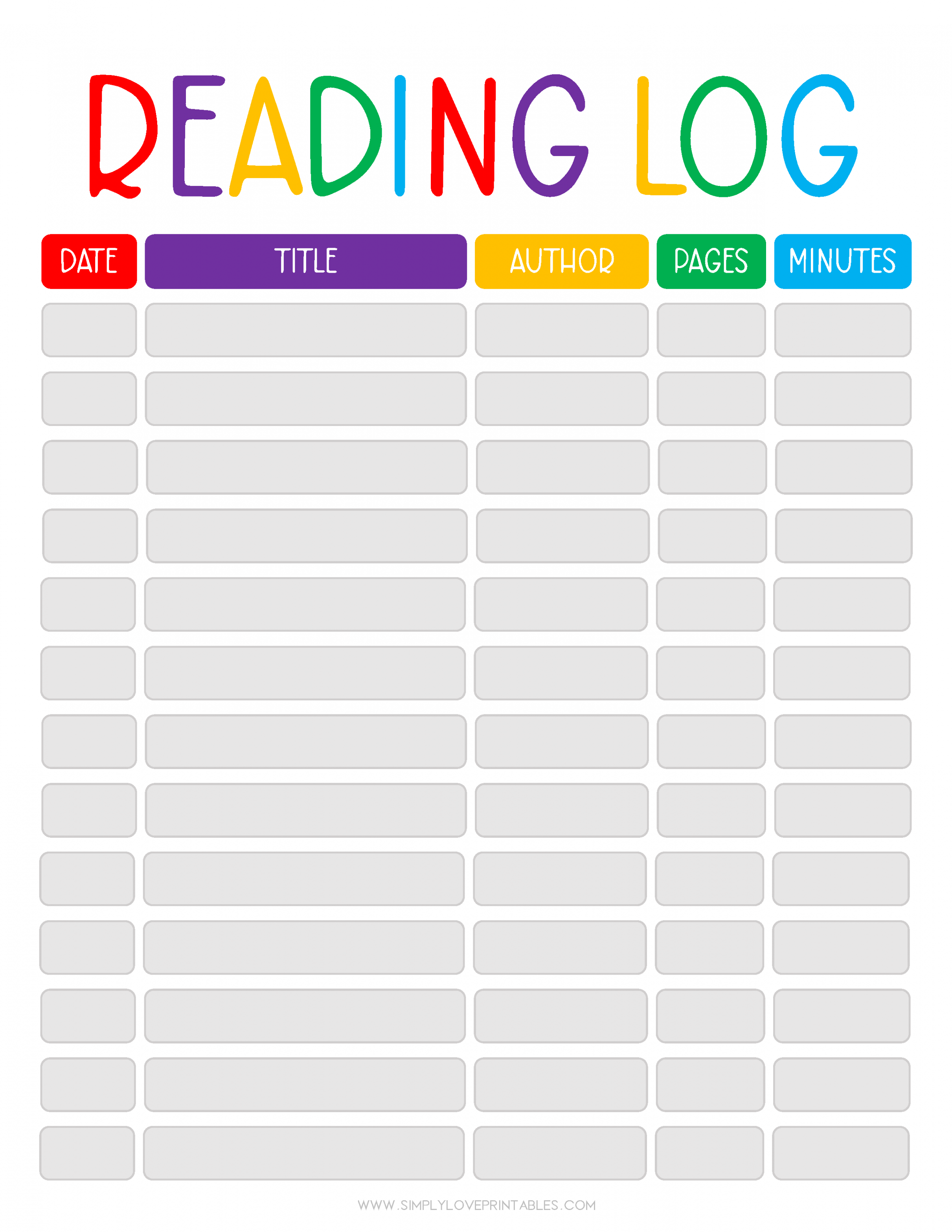 Free Printable Reading Logs for Kids  Simply Love Printables