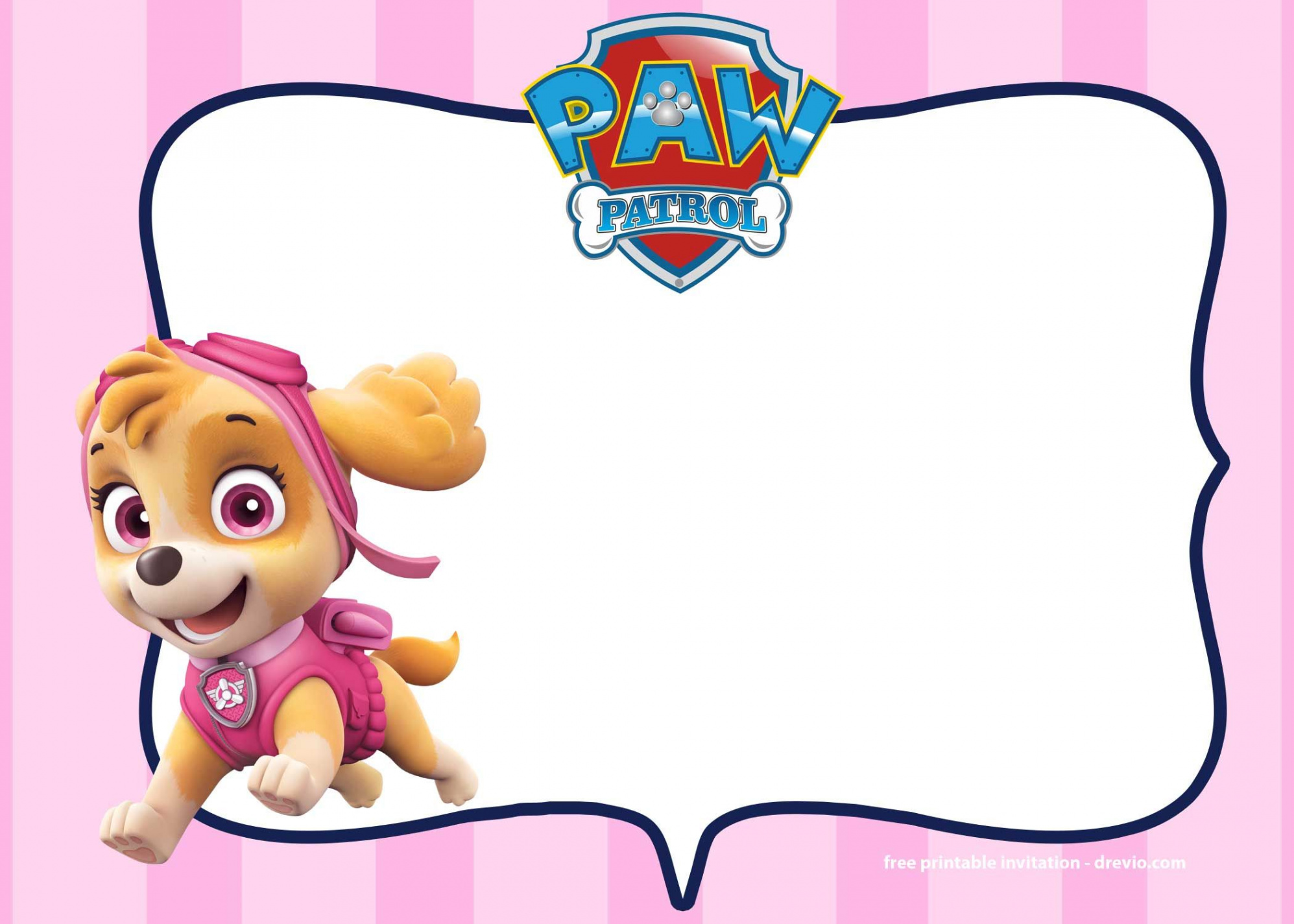 FREE Printable Skye Paw Patrol Invitations Templates  Paw patrol