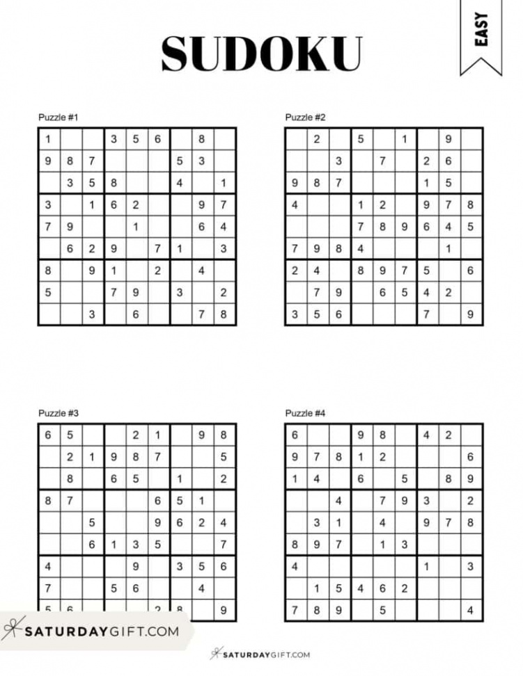 Free Printable Sudoku Puzzles  SaturdayGift