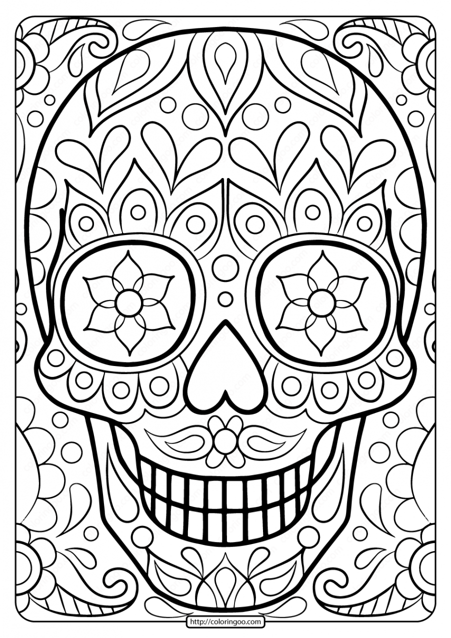 Free Printable Sugar Skull Coloring Page  Skull coloring pages