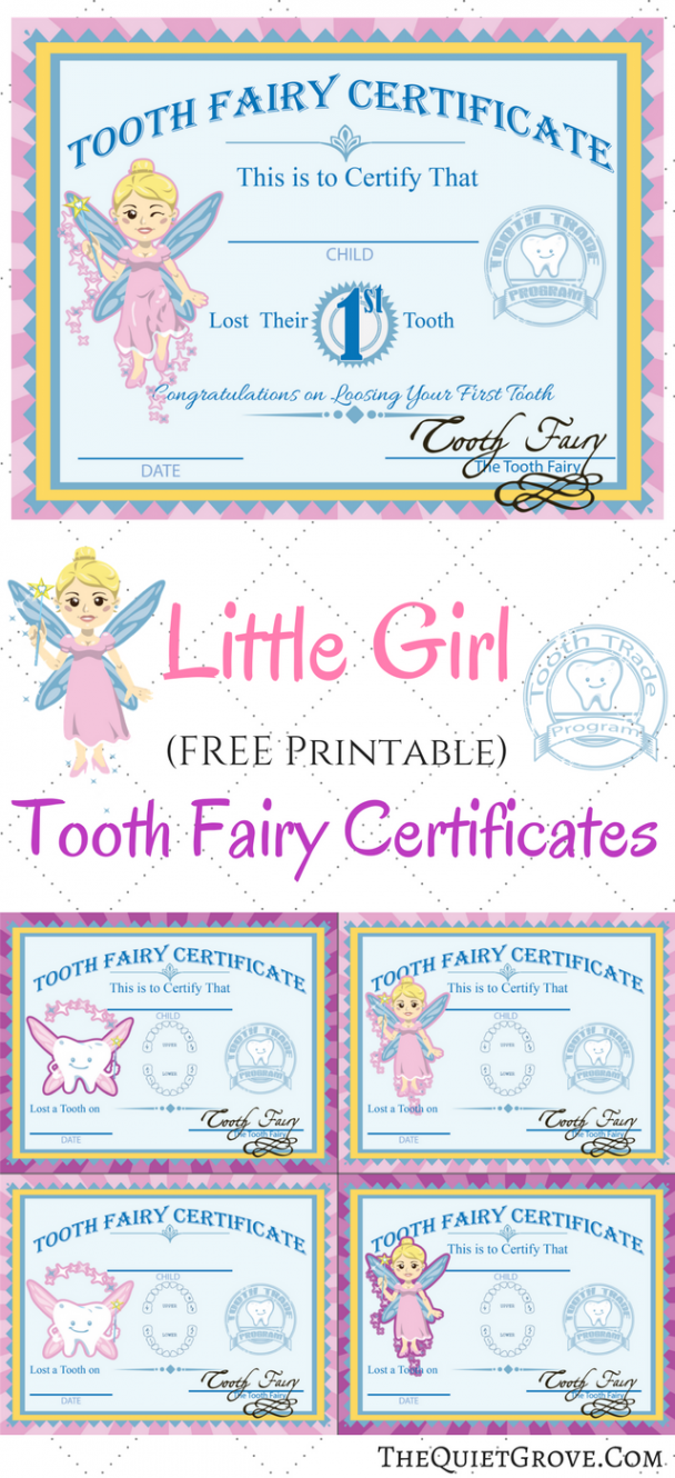 Free Printable Tooth Fairy Certificates  Tooth fairy certificate