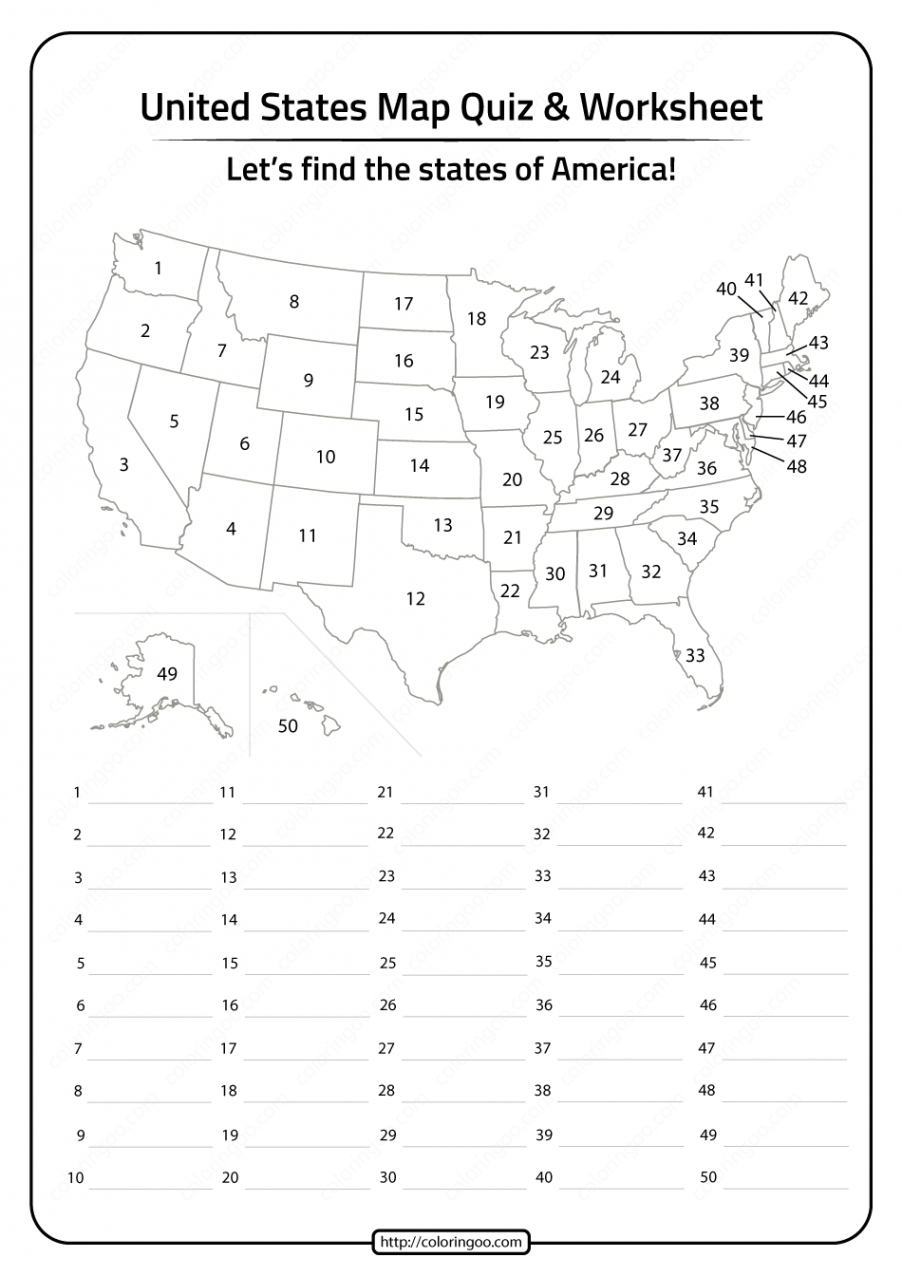 Free Printable United States Map Quiz and Worksheet  Map quiz