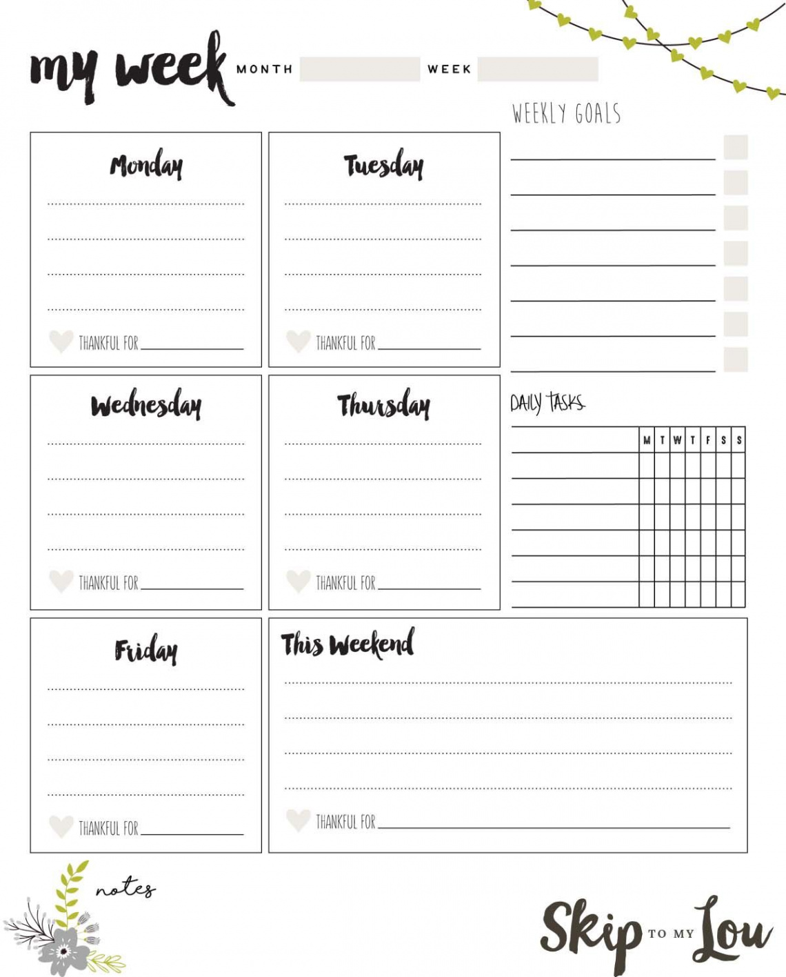 Free Printable Weekly Planner  Free weekly planner templates