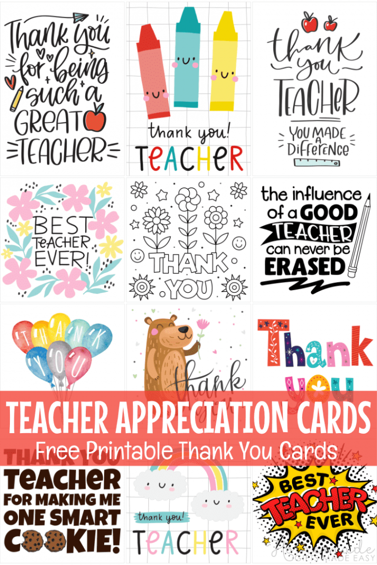 Free Teacher Appreciation Cards & Thank You Cards for Teachers