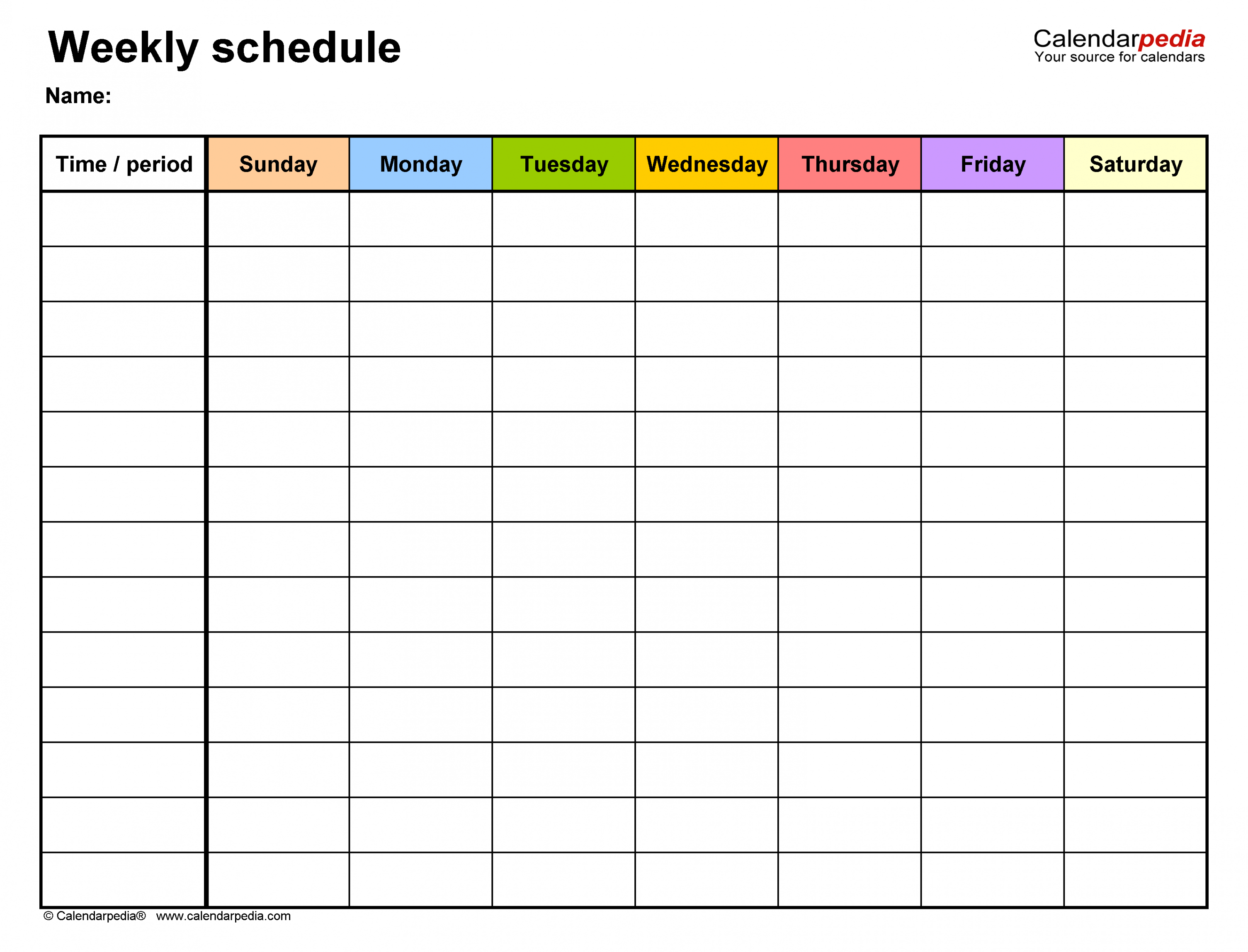 Free Weekly Schedules for PDF -  Templates