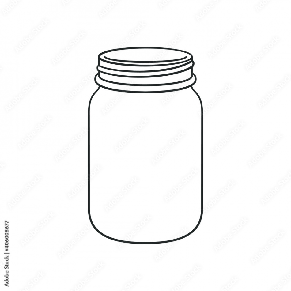 Glass mason jar outline line art clip art template