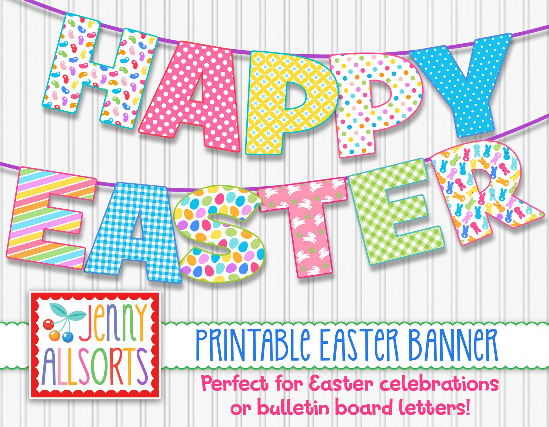 Happy Easter Printable Banner Digital Easter Sign Cute - Etsy