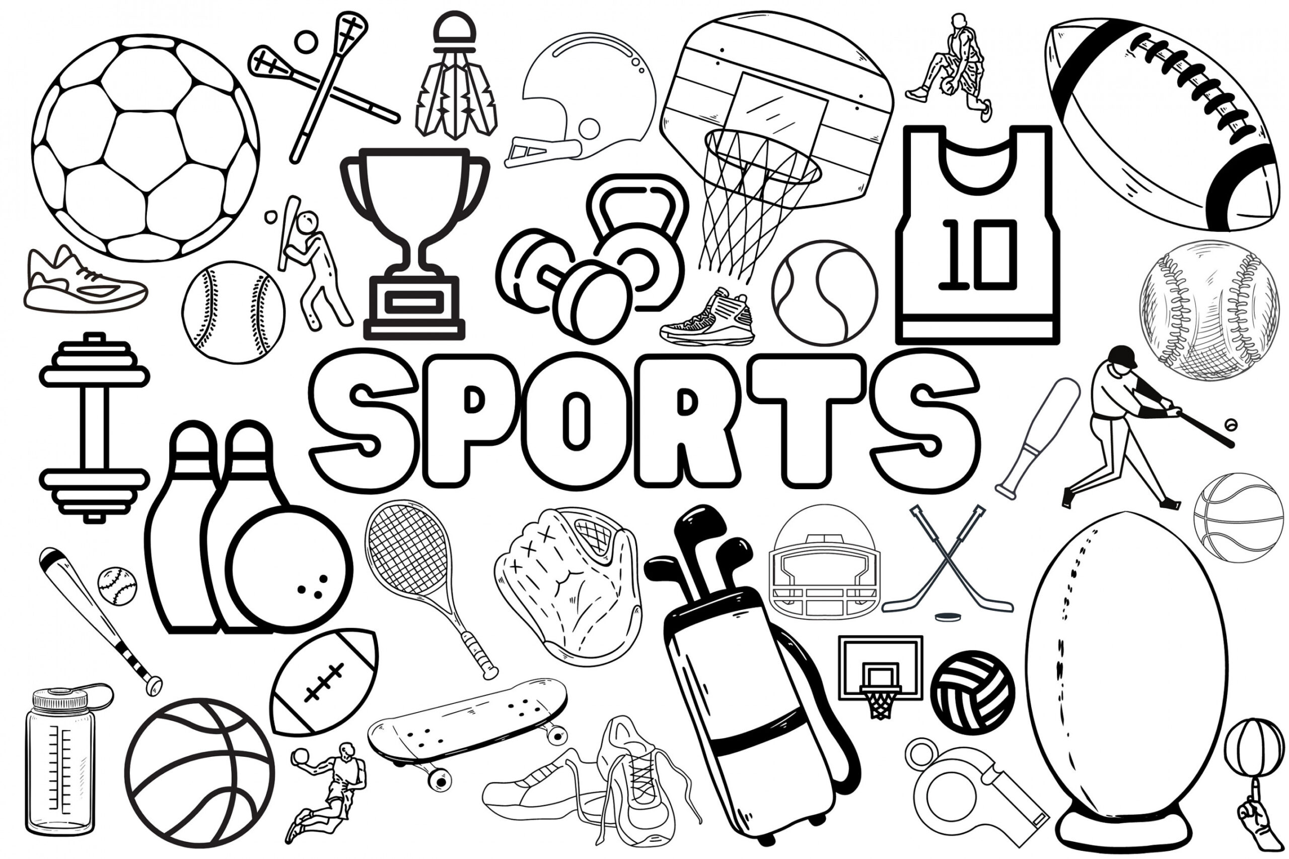 Huge Sports Coloring Poster for Kids, Adults great for Family Time