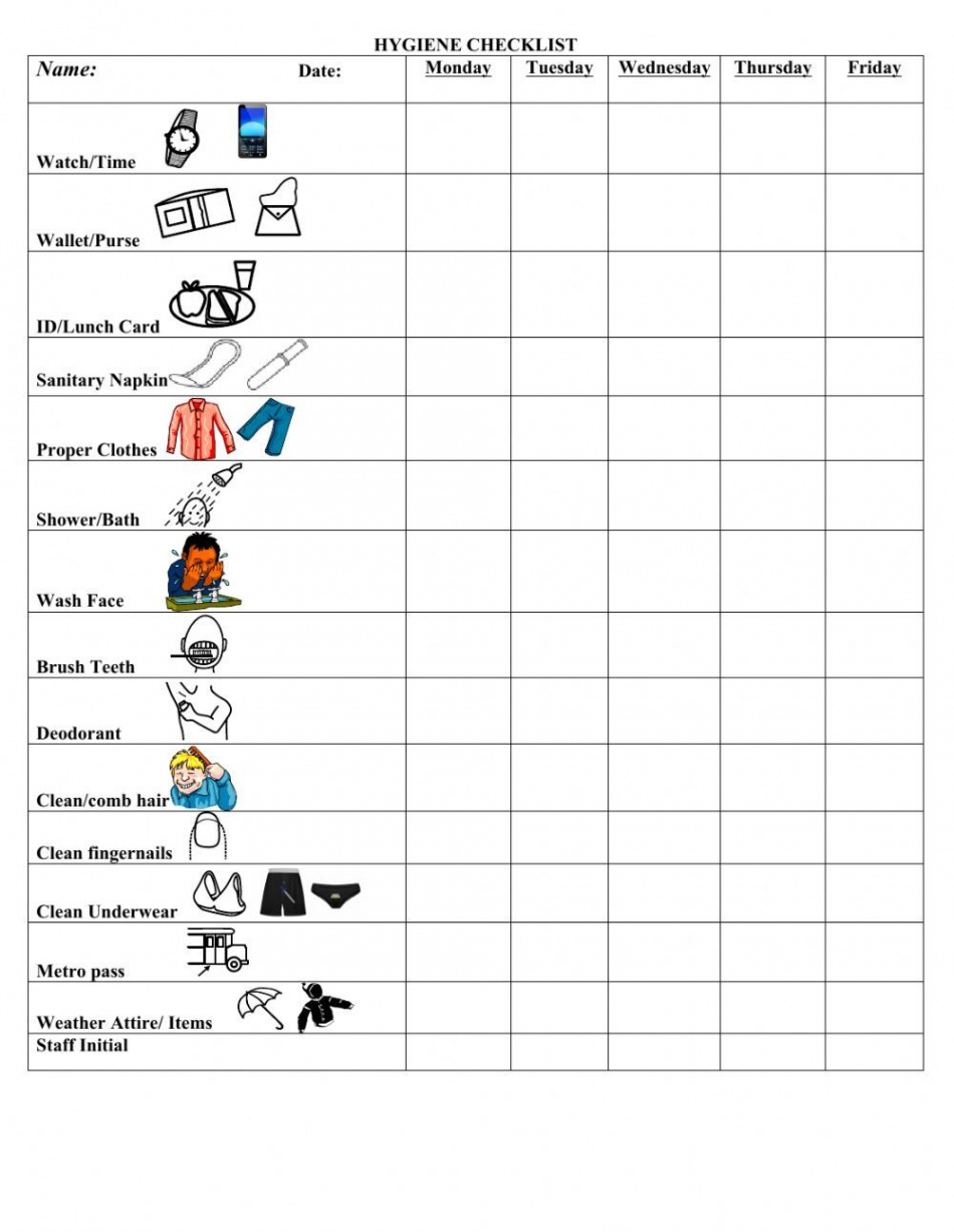 Hygiene Checklist worksheet  Self care, Checklist, What is self