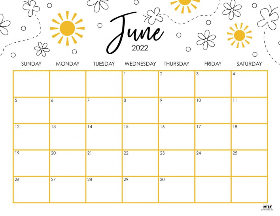 June  Calendars -  FREE Printables  Printabulls