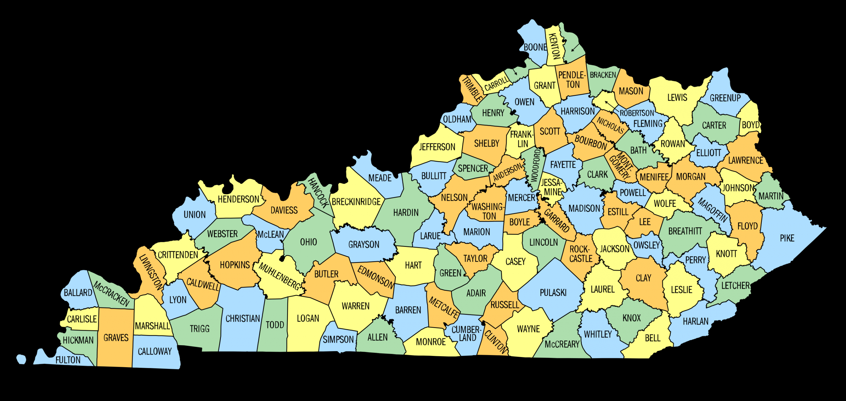 Kentucky County Map (Printable State Map with County Lines) – DIY