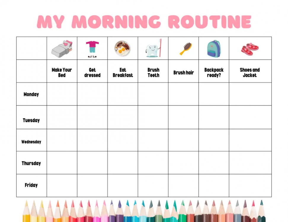 Kids Morning Routine Checklist Printable for School Days