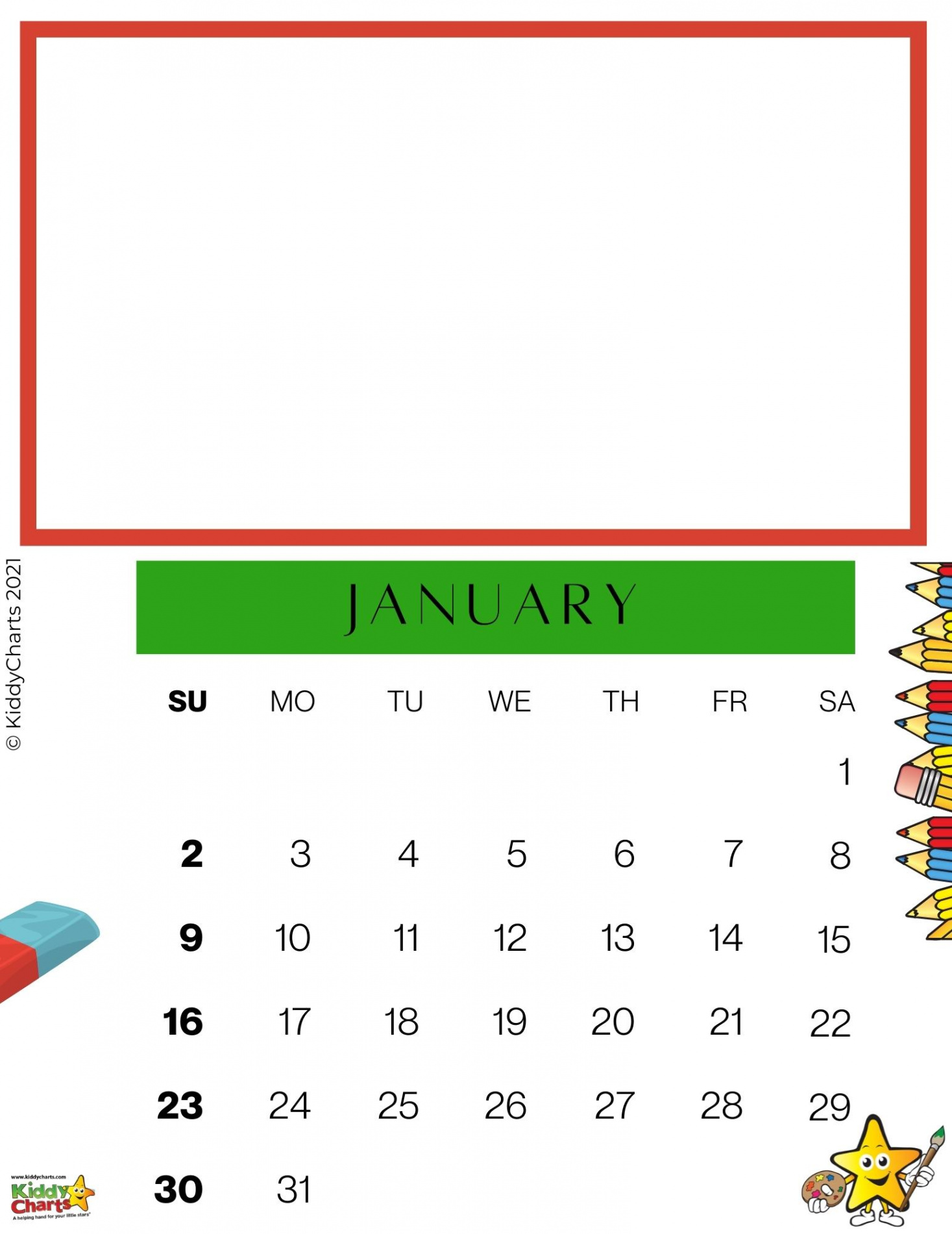 Kids printable calendar : Make your own calendar - KiddyCharts