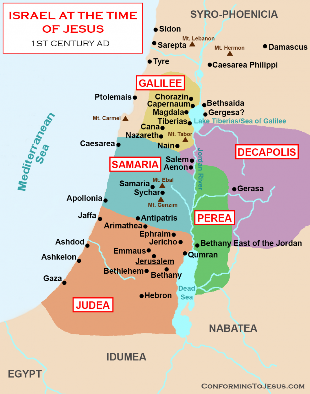 Map and History of Israel at the time of Jesus Christ