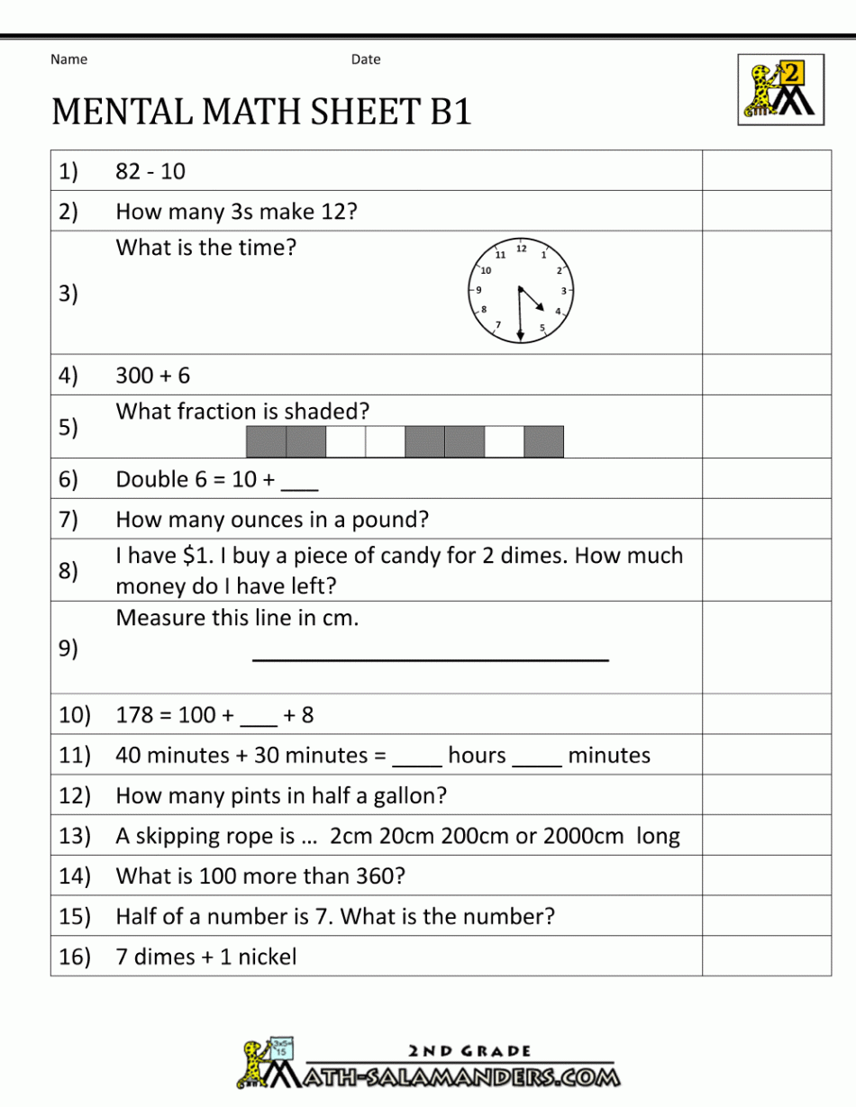 Mental Math nd Grade