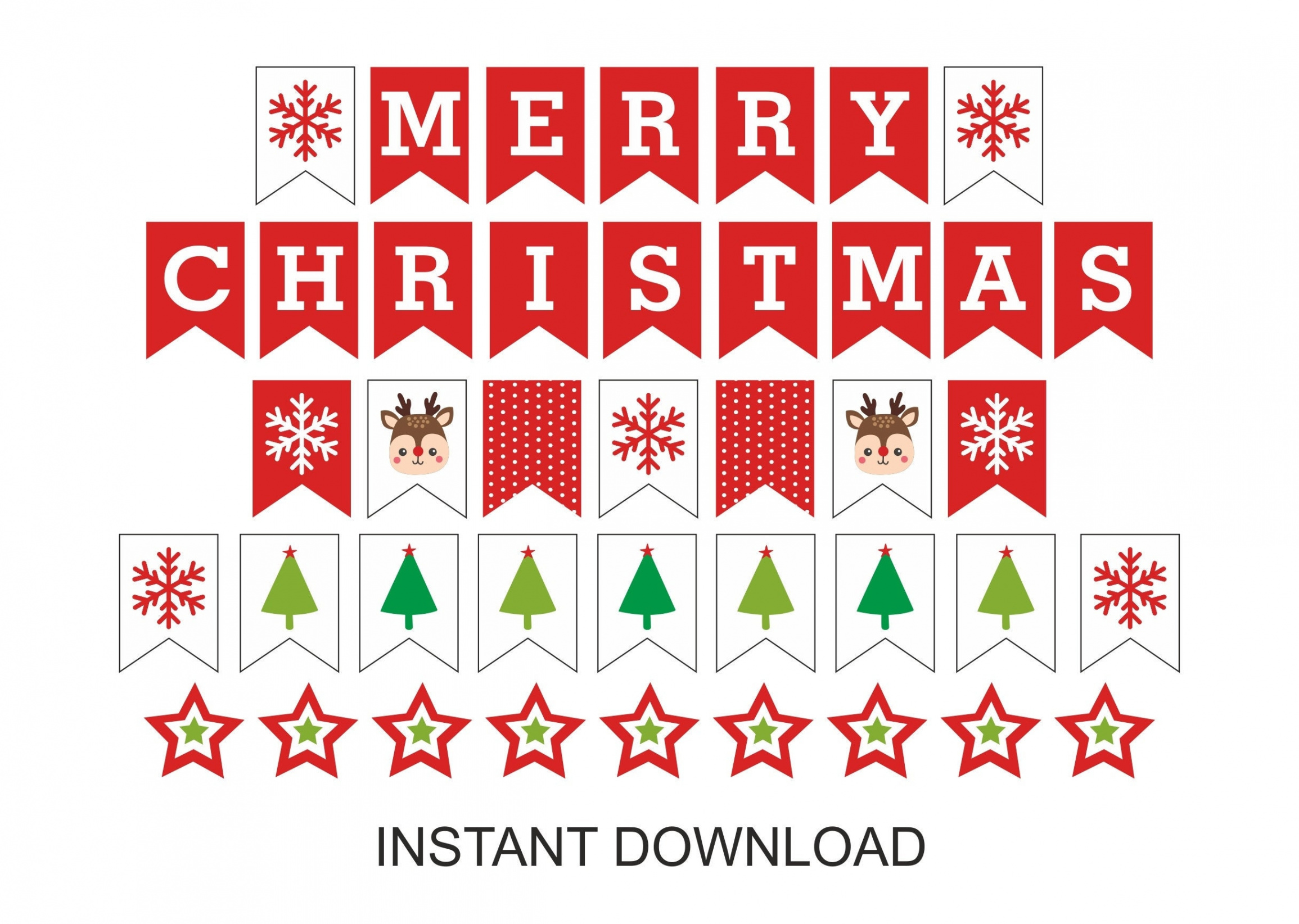 Merry Christmas Banner Printable / Christmas Banner Printable - Etsy