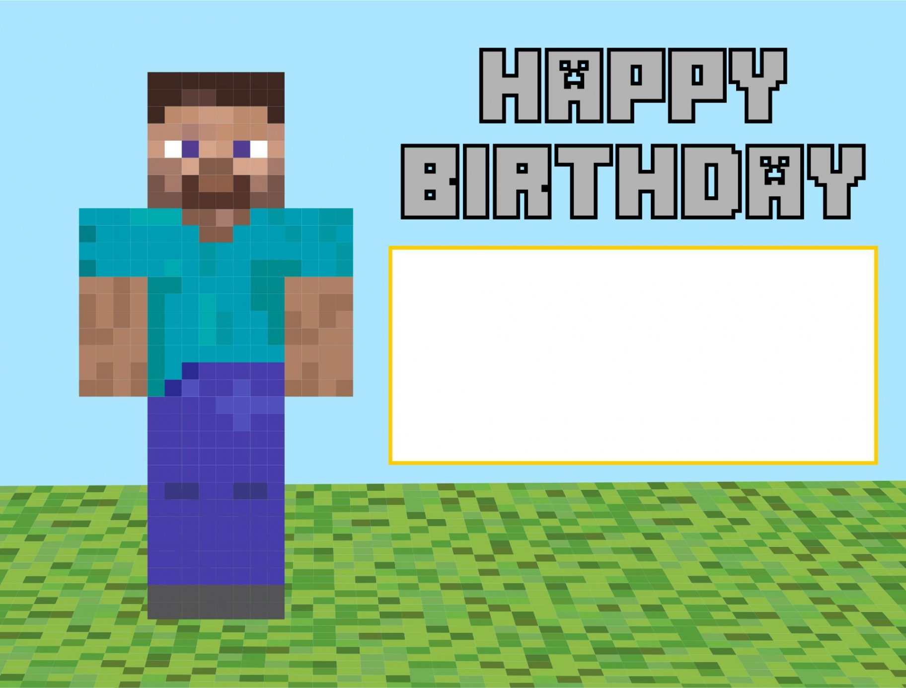 Minecraft Happy Birthday Card Printable Free  Minecraft birthday