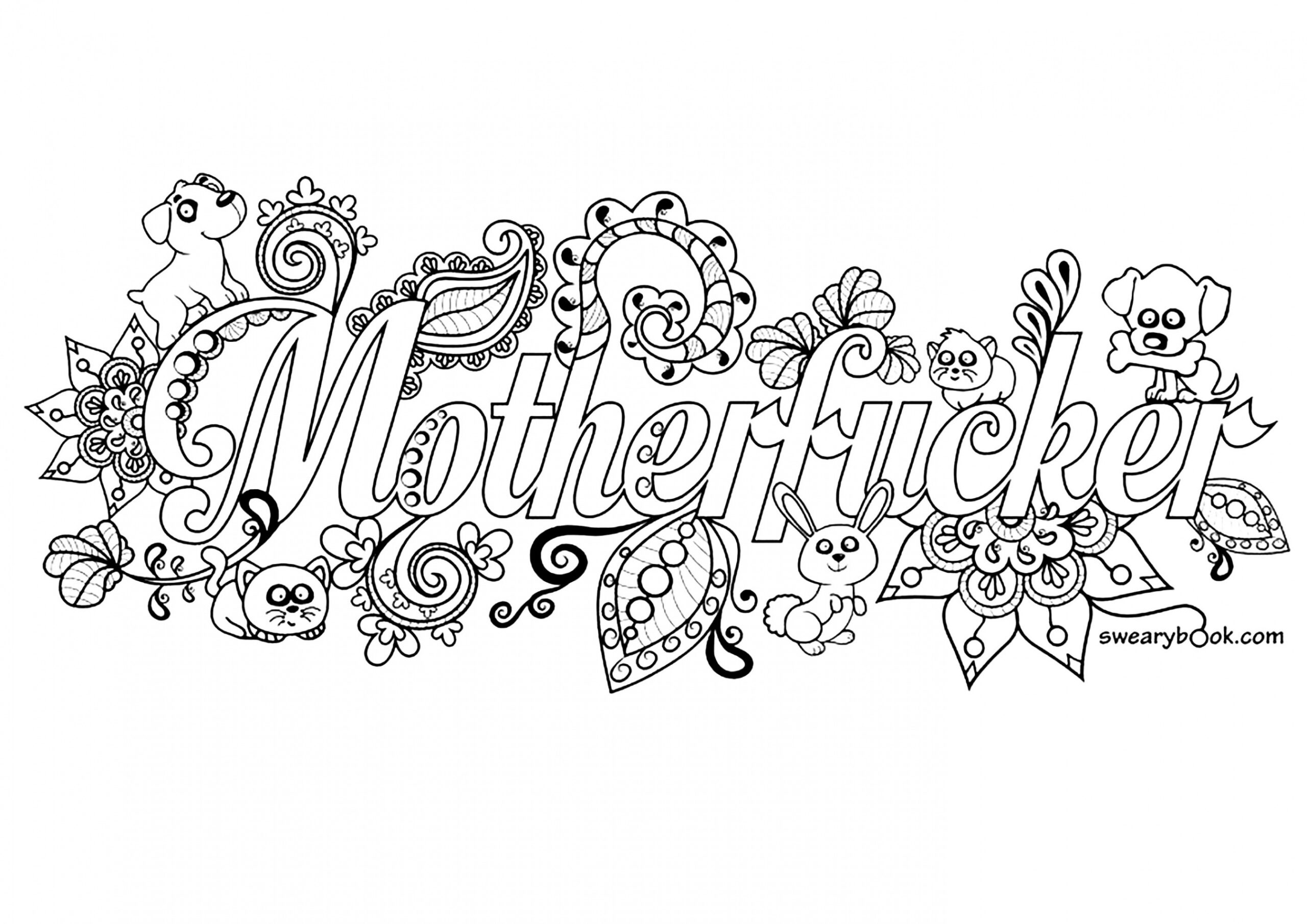 Motherfucker (Swear word coloring page) - Swear word Adult