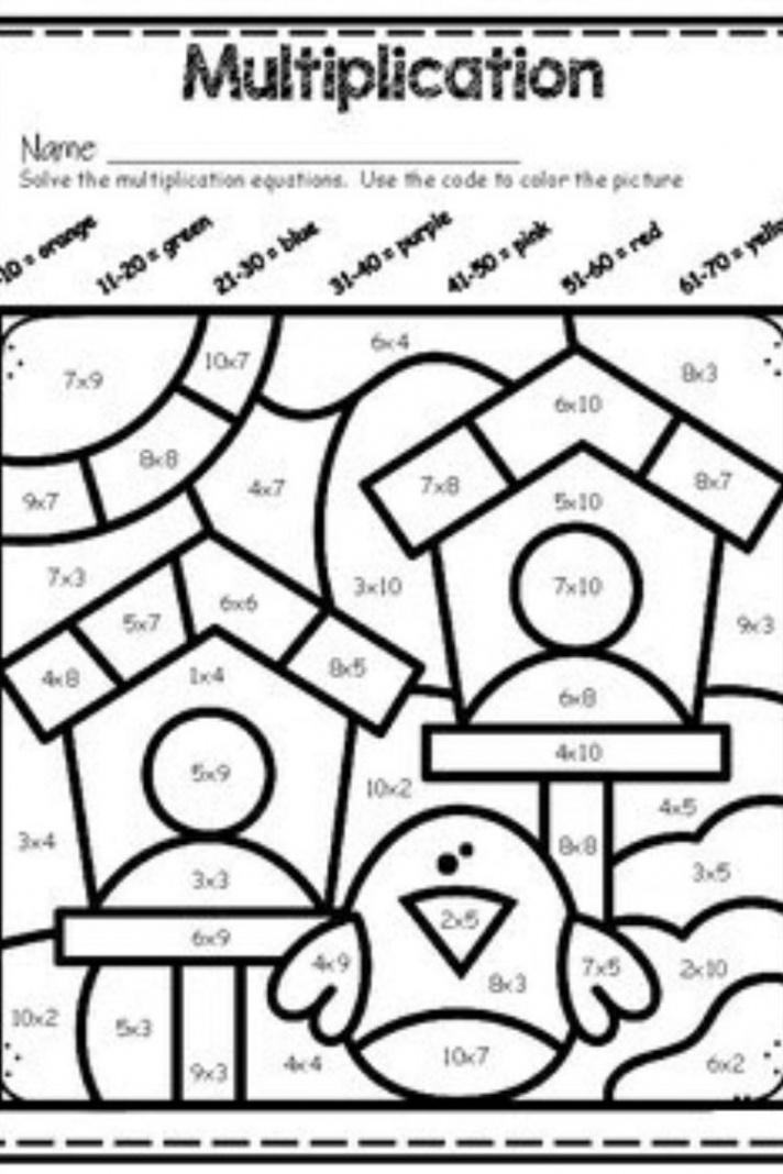 Multiplication Coloring Worksheets Grade  PDF  Multiplication