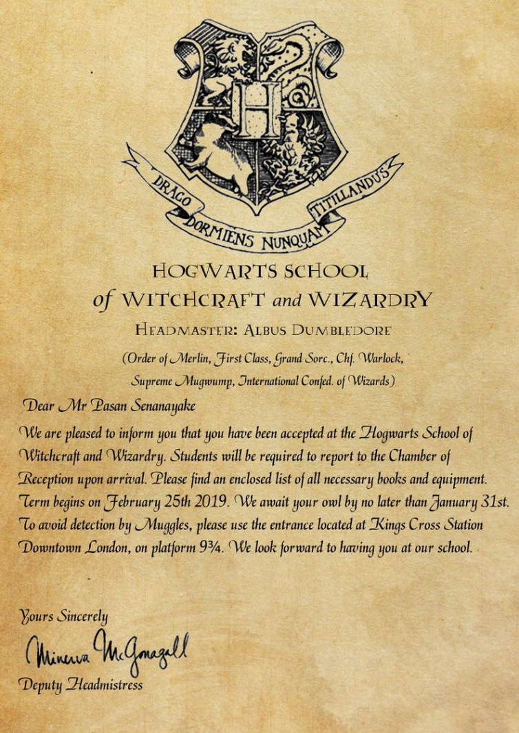 Personalized Hogwarts Letter - Etsy  Harry potter letter