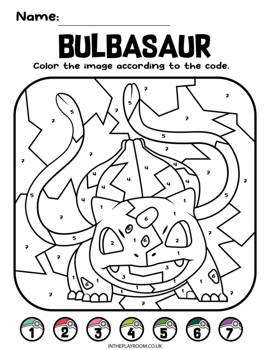 Pokemon Color by Number Coloring Pages for Kids - In The Playroom