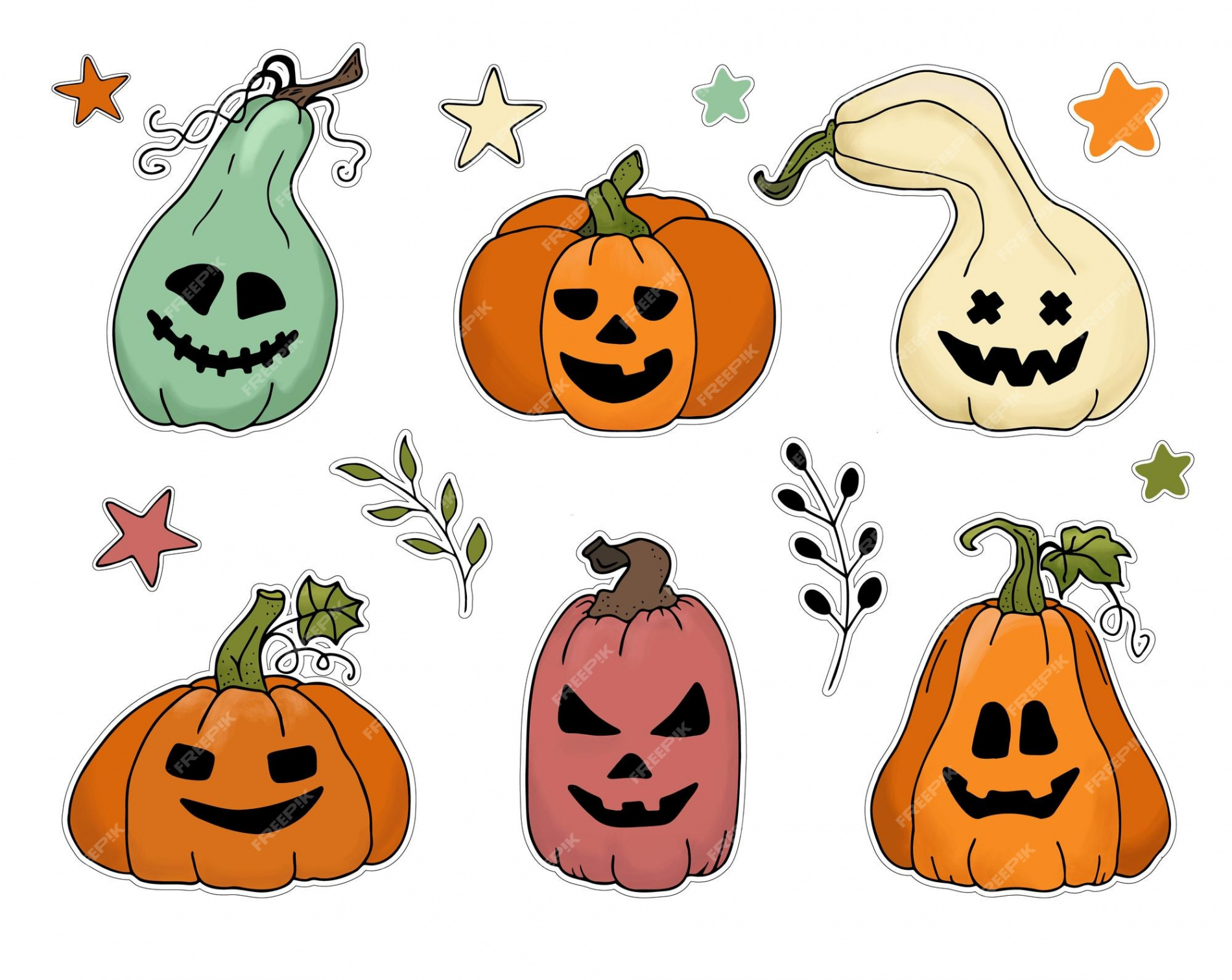 Premium Vector  Halloween pumpkin printable stickers