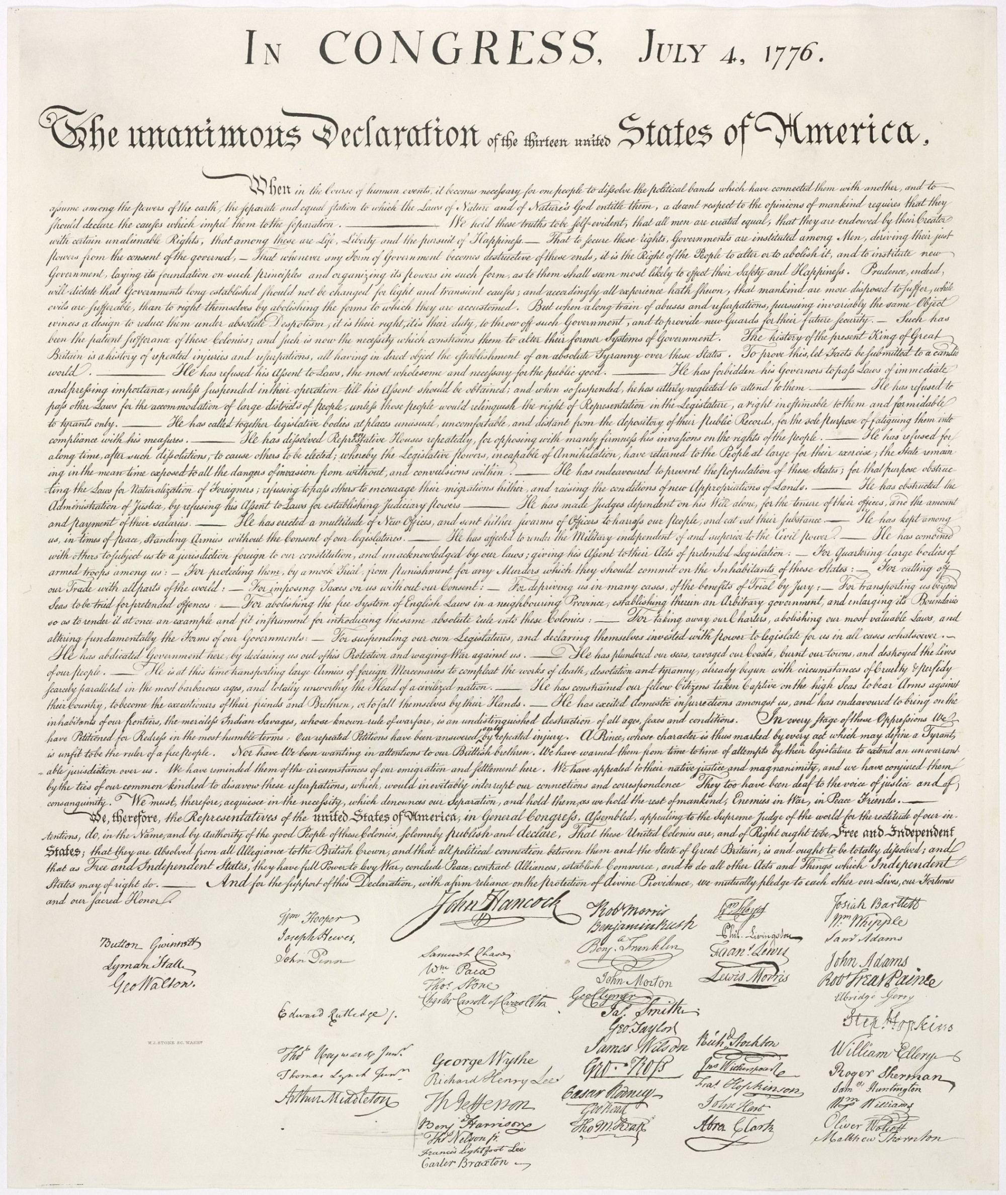 Print of the Declaration of Independence