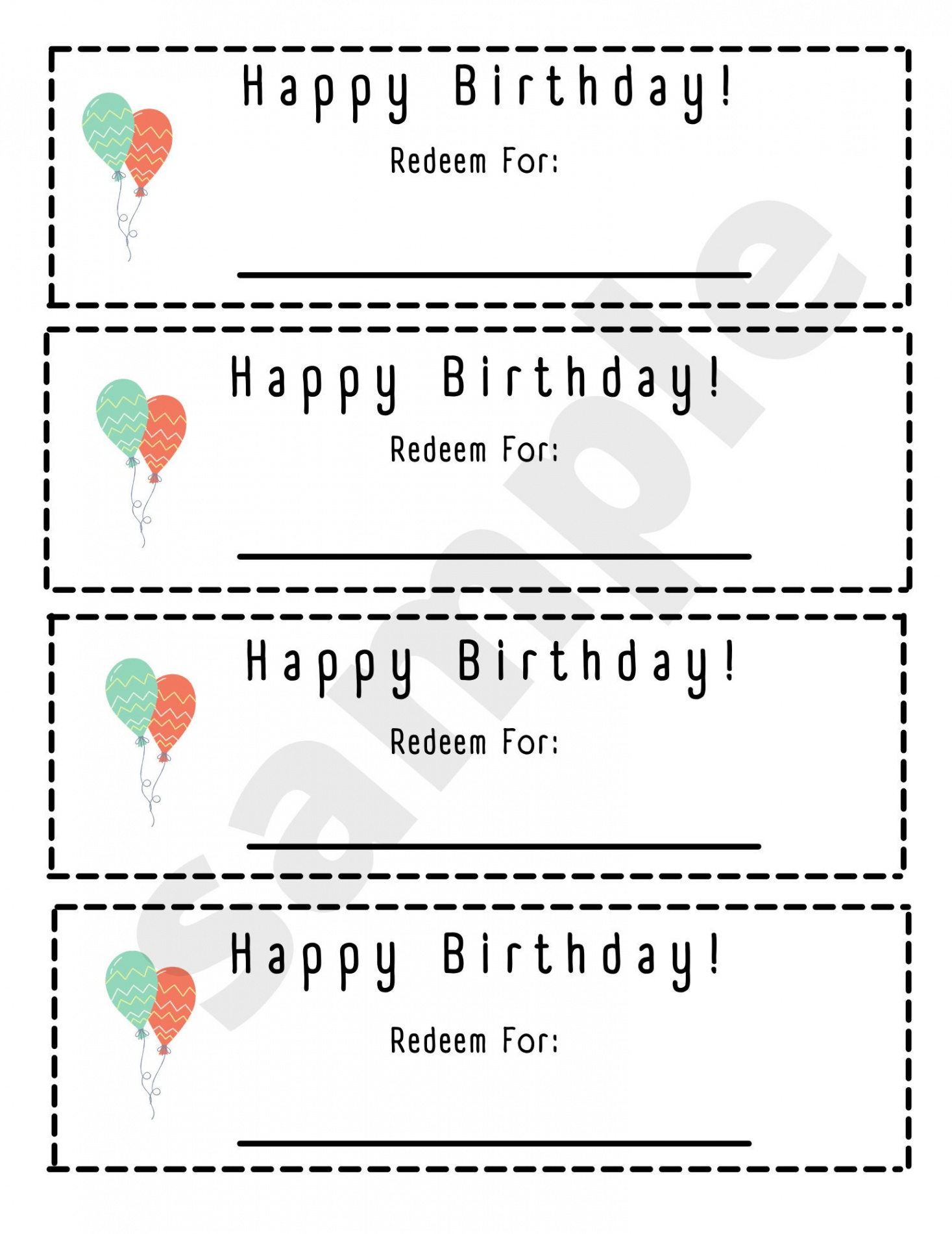 Printable Blank Birthday Coupons - Etsy