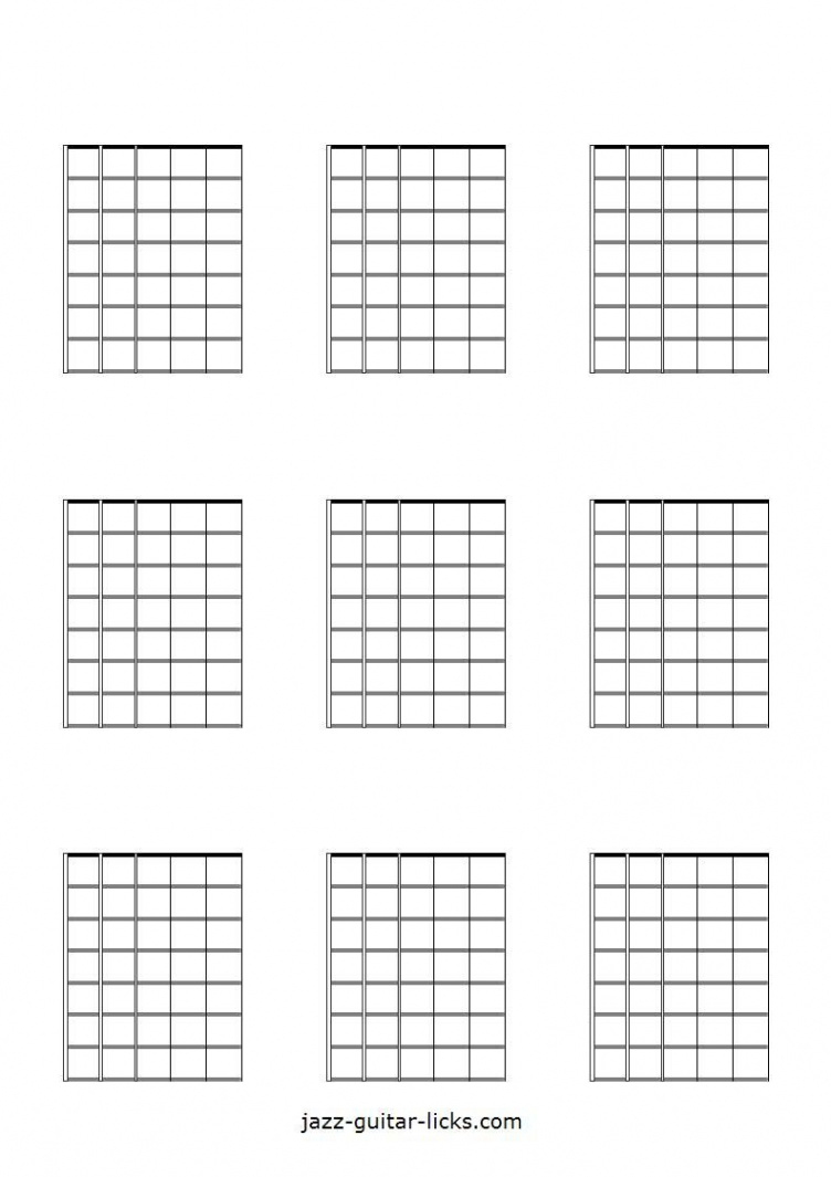 Printable Blank Guitar Neck Diagrams - Chord & Scale Charts