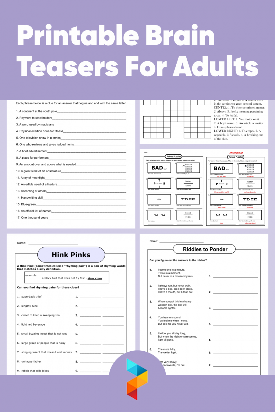 Printable Brain Teasers For Adults  Printable brain teasers