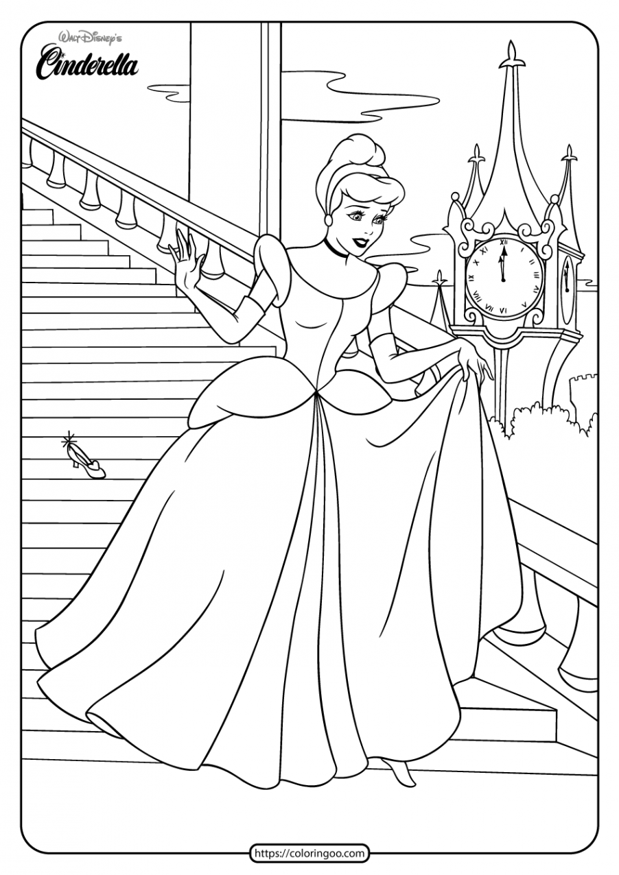 Printable Cinderella Coloring Book and Pages  in