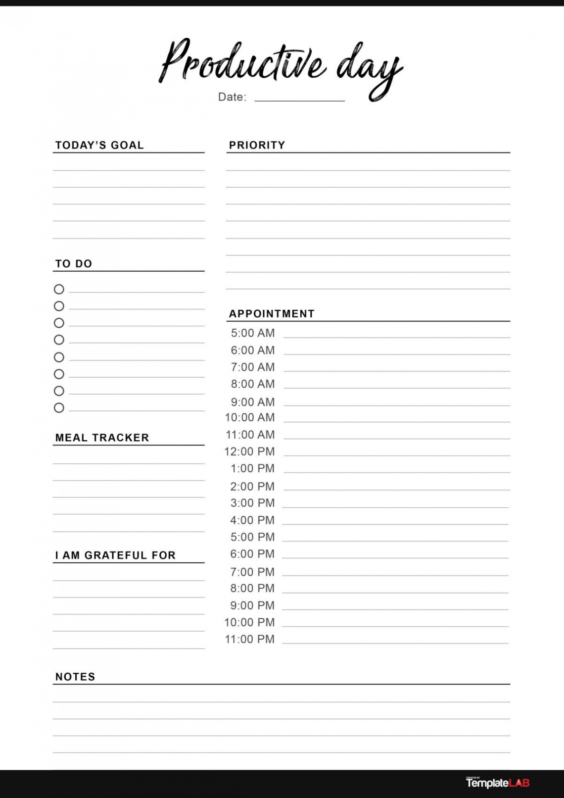 Printable Daily Planner Templates (FREE in Word/Excel/PDF