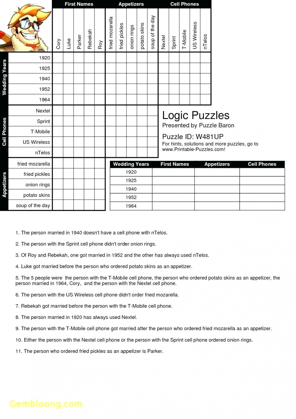 Printable Logic Puzzle Grid Blank  Logic puzzles, Grid puzzles