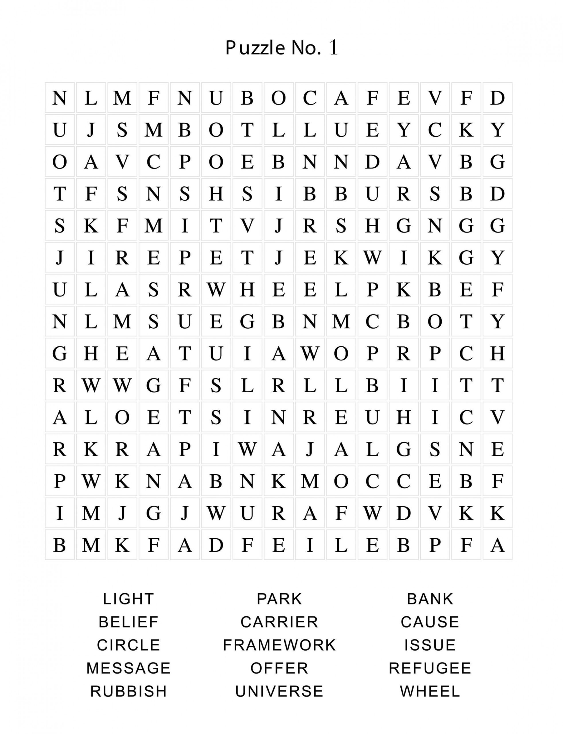 Printable Word Search Puzzles incl. Solutions  PDF