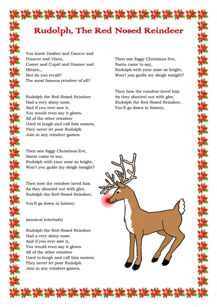 Rudolph, The Red Nosed Reindeer - English ESL Worksheets