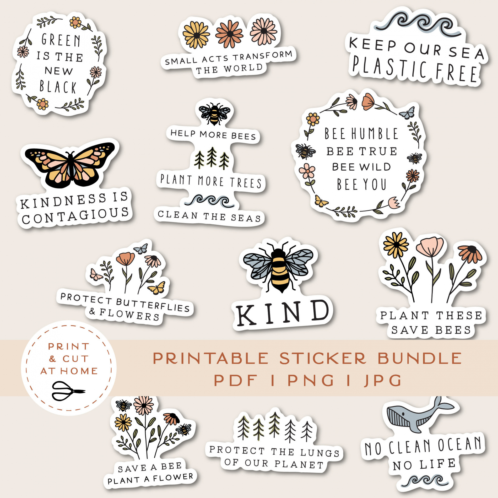 Save the Earth Vinyl Sticker Be Kind Printable Stickers - Etsy