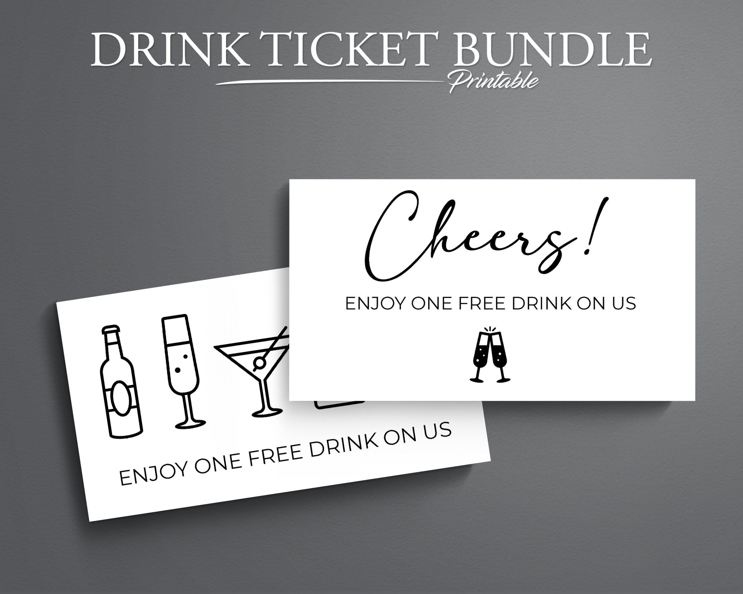 Set of  Printable Drink Ticket Templates for Weddings and Parties