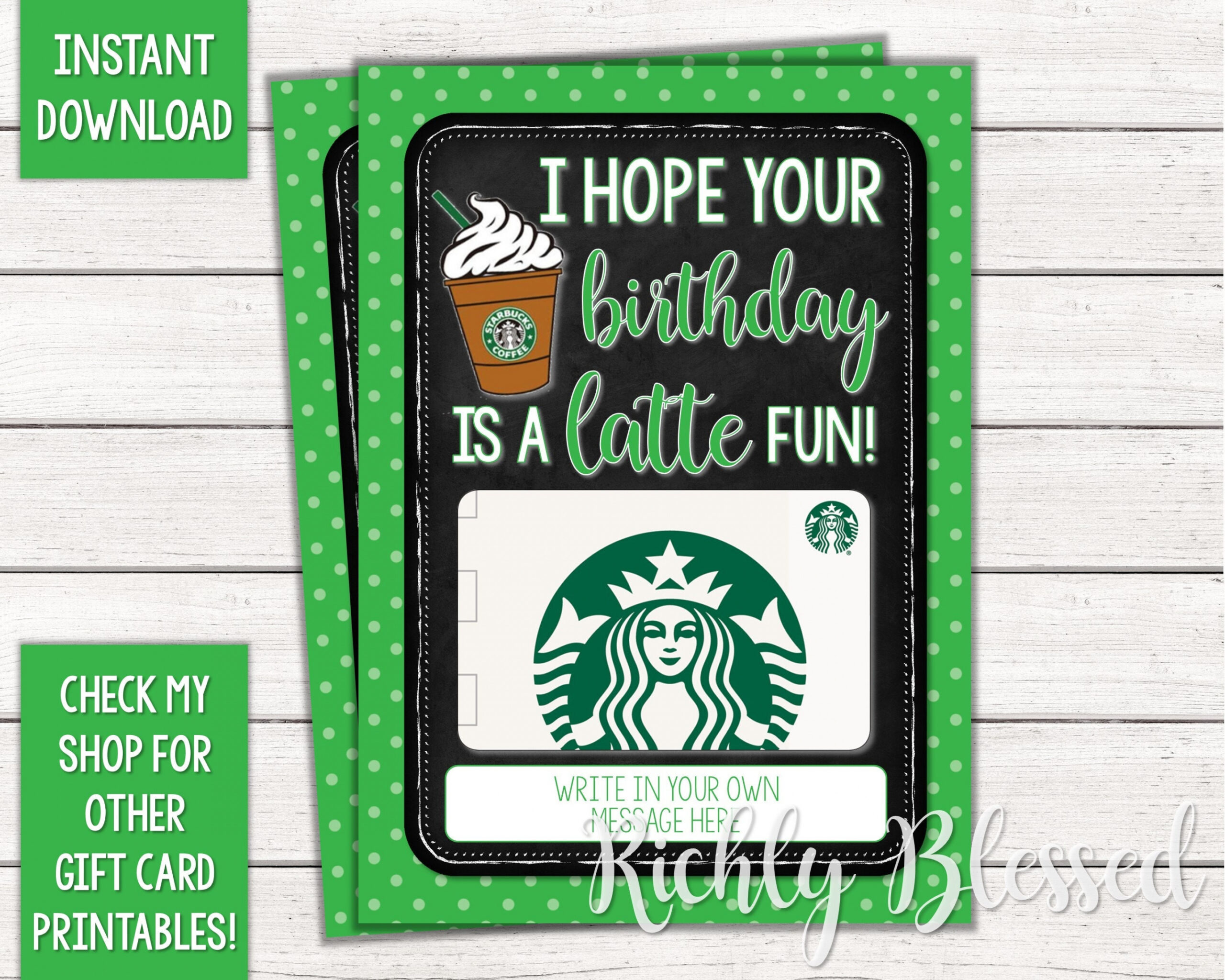 SOFORTIGER DOWNLOAD Starbucks Geschenkkarte Geburtstagskartenhalter,  Geschenkkarte druckbar, Lehrer Geburtstag, Starbucks Geburtstagskarte x  DIY