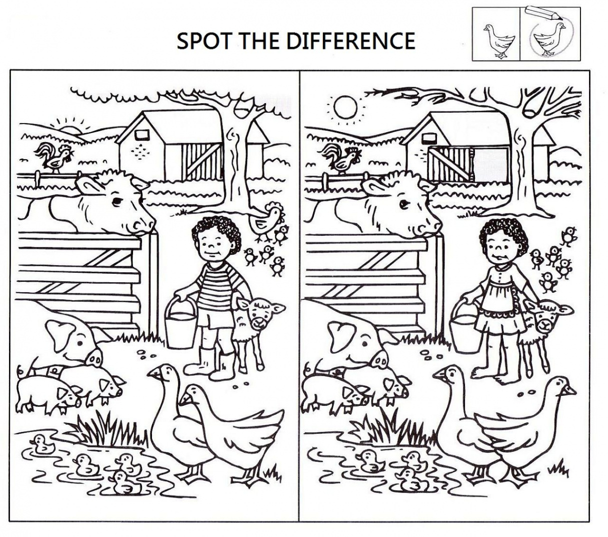 Spot the difference puzzle  Worksheets for kids, Spot the