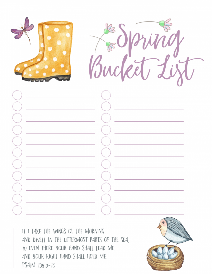 Spring Bucket List Printable » True North Homeschool Academy