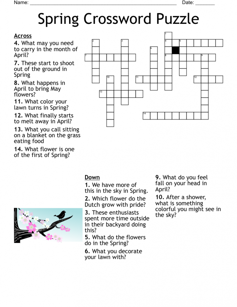 Spring Crossword Puzzle - WordMint